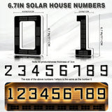ISUNMEA 6.7 Inch Solar Lighted House Numbers for Outside, Light Up Waterproof LED Address Signs for Houses, Backlit Illuminated Exterior Modern House Numbers Light (0-Black, 6.7IN)