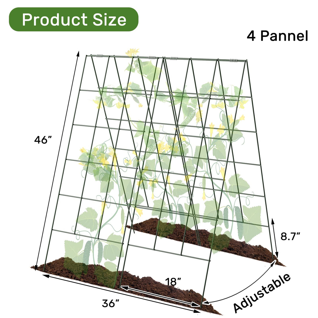 AGTEK 2 Packs 18" x 46" Foldable Cucumber Trellis for Cucumber, Climbing Plants, Vegetable Flowers