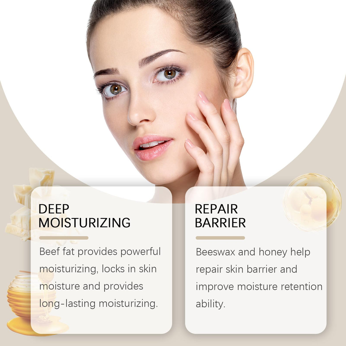 Beef Tallow Cow Fat Cream Moisturizing Face Body Moisturizer with Firms Softens Skin 1.94 oz