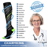 CHARMKING Compression Socks for Women & Men (8 Pairs) 15-20 mmHg Graduated Copper Support Socks are Best for Pregnant, Nurses - Boost Performance, Circulation, Knee High & Wide Calf (L/XL, Multi 33)