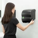 San Jamar Ecologic Element Recycled Plastic Lever Paper Towel Dispenser, Manual Towel Dispenser, Wall Mounted Dispenser with Zero Waste for Home and Business, 8 Inch Rolls, Black