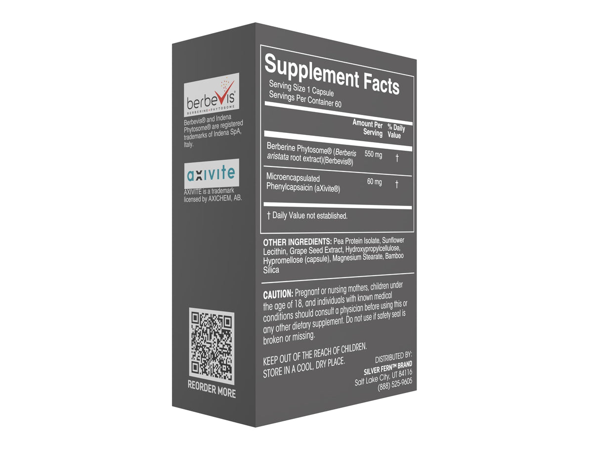 Silver Fern Brand Metabolism Supplement + Berberine Phytosome & aXivite – Supports Function & Wellness – 60 Capsules