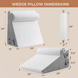Sasttie Wedge Pillow, Bed Wedge Pillow Set for After Surgery, Acid Reflux and Sleeping, 3-Piece Detachable Design, Adjustable Height, White & Dark Grey