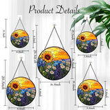 Argodaze Stained Glass Window Hanging - Sunflowers, Daisies, Lavender and Sunset 6.3 Inches Suncatcher for Garden Home Decor for Women Mom Grandma Friends