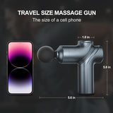 LEERCON Massage Gun Deep Tissue,Small Travel Percussion Massage Gun with 4 Massage Heads 6 Speeds for Relieving Muscle Soreness for Office Gifts for Him（Blue）