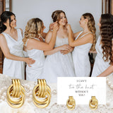 Nosiny 8 Sets Bridesmaid Jewelry Set Gold Pearl Drop Knot Earrings with 8 Pcs I Can't Tie The Knot Without You Cards Proposal Gifts Wedding Thank You Gifts for Bridesmaids