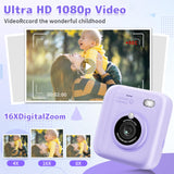 Instant Print Camera for Kids, Christmas Birthday Gifts for Girls Boys, 1080P Instant Digital Print Cameras for Toddler,Portable Toy for 4 5 6 7 8 9 10 Year Old Girl with 32GB SD Card，Purple