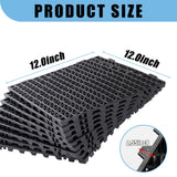 12” x 12” Drainage Interlocking Floor Tiles, 12 Pack Non-Slip Pool Deck Drain Mats for Flooring, Soft PVC Splicing Modular Cushion Mats, Rubber Floor Tiles with Holes for Shower Basement Garage Shed