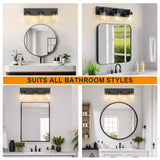 IZORRO Bathroom Vanity Light Fixture, 3-Light 22 Inch Matte Black Bathroom Light Fixtures Over Mirror, with Clear Glass Shade, Modern Farmhouse Vanity Lights, Rustic Restroom Lighting Fixtures