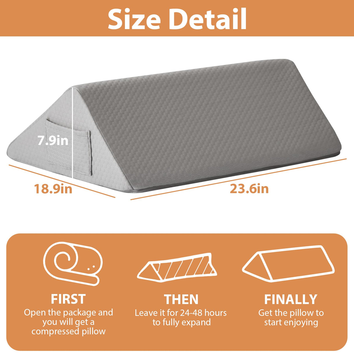 BIEEZZK Knee Wedge Pillow for Pain Relief - Memory Foam Leg Elevation Pillow for Post-Surgery Recovery, Sciatica, Hip & Back Support - Knee Wedge for Sleeping, Ankle & Joint Care, Grey