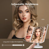 HUONUL 2X/3X/10X Magnifying Vanity Mirror with Light, Trifold Makeup Mirror