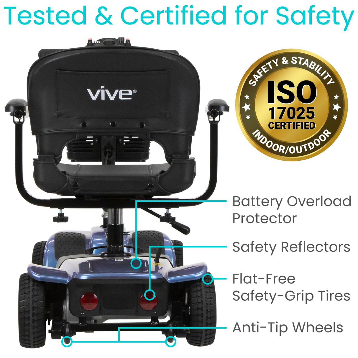 Vive 4 Wheel Mobility Scooter - Electric Powered Wheelchair Device - Compact Heavy Duty Mobile for Travel, Adults, Elderly - Long Range Power Extended Battery with Charger & Basket (FSA/HSA Eligible)