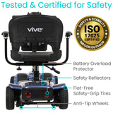 Vive 4 Wheel Mobility Scooter - Electric Powered Wheelchair Device - Compact Heavy Duty Mobile for Travel, Adults, Elderly - Long Range Power Extended Battery with Charger & Basket (FSA/HSA Eligible)