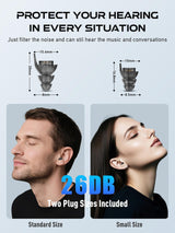 Hearprotek Silicone Concert Ear Plugs, 2 Pairs Reusable High Fidelity Earplugs for Concerts, Festivals, Motorcycling, Black