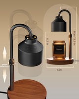 LISUNAR Electric Candle Warmer Lamp Black, Candle Lamp Warmer with Timer, Wax Warmer Lamp for Jar Candles, Adjustable Height Candle Light Warmer with 2 Bulbs