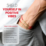 Buddha & Karma Tibetan Red String Bracelet - Handmade Buddhist Lucky Charm for Protection, Good Fortune & Positive Energy - Spiritual Bracelet for Men & Women - Adjustable Bracelets for Daily Wear - Gold