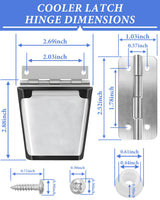 ATESMO Cooler Hinges & Latch Replacement for Igloo Cooler Replacement Parts Set, Stainless Steel Latch and Hinge Parts Kit with High-Strength Screws