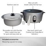 Panasonic Commercial Electric Rice Cooker, 120V Extra-Large Capacity 60-Cup (Cooked), 30-Cup (Uncooked) with One-Touch Operation - SR-GA541FH - Silver