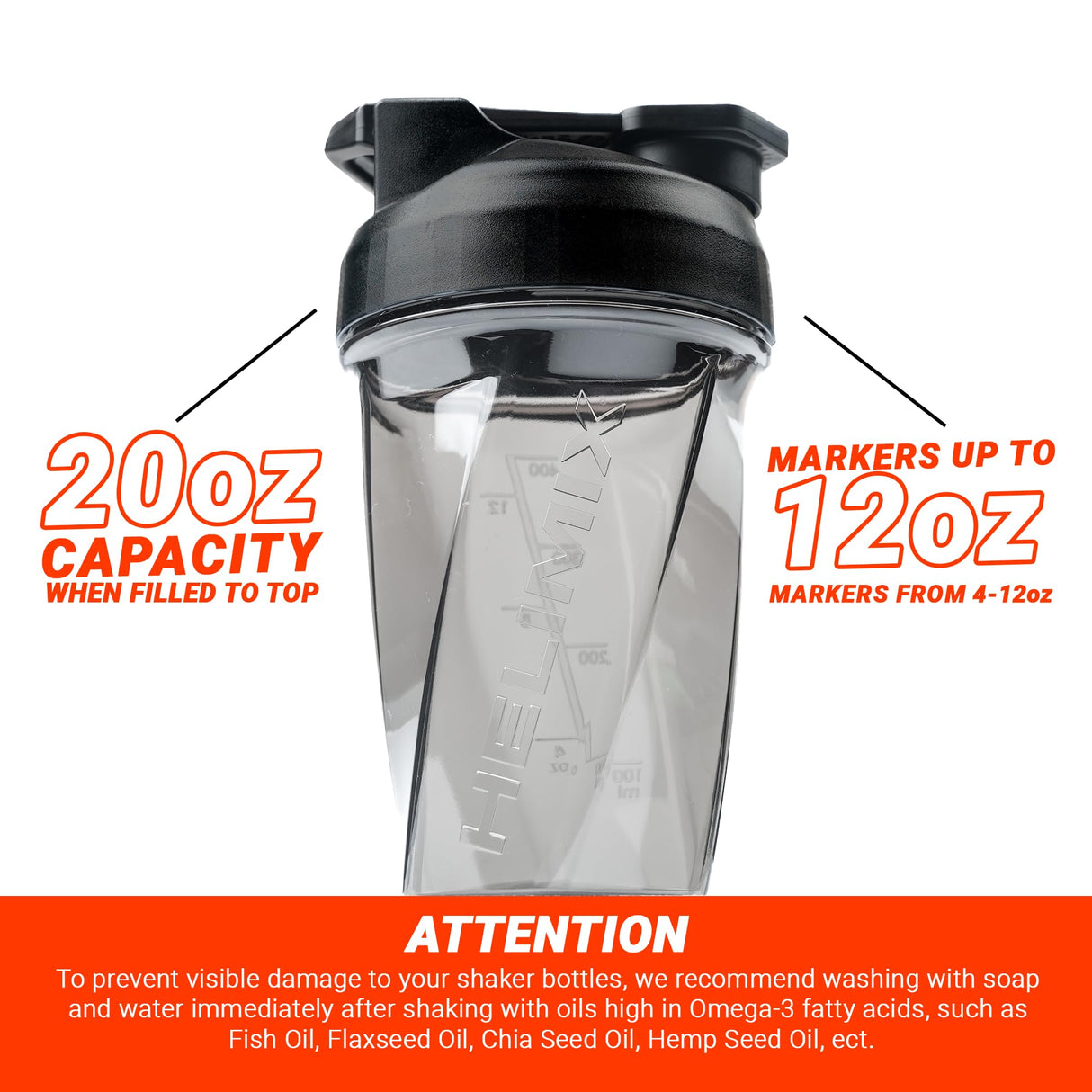 HELIMIX 1.5 Vortex Blender Shaker Bottle Holds Upto 20oz | No Blending Ball or Whisk | USA Made | Portable Pre Workout Whey Protein Drink Shaker Cup | Mixes Cocktails Smoothies Shakes | Top Rack Safe