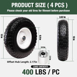 Taifa 4 PCS 13 Inch Solid Flat Free Replacement Tires and Wheels 4.00-6 with 5/8'' Bearing and 2.17'' Offset Hub, Air Less Wheel for Wheelbarrow/Wagon/Hand Truck/Trolley/Garden Scooter etc.