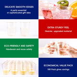 JOLLY CHEF 100 Pack 14 oz Gold Plastic Cups, Disposable Gold Glitter Plastic Cups, Clear Plastic Cups Tumblers, Wedding Cups Party Cups,Ideal for Halloween,Thanksgiving,Christmas