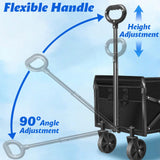 Wagons Cart Foldable, 360 Lbs with Adjustable Handle, Black Lightweight Portable, Collapsible Wagon for Beach Trip, Camping, Shopping, Sports, Travel, Picnic and Grocery (Black)