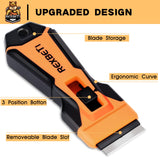 REXBETI Razor Blade Scraper Tool, 2 Pack Razor Scraper with Extra 314Pcs Razor Blades -14Pcs Metal and 300Pcs Plastic Blades, Cleaning Scraper Tool, Cooktop, Paint, Glass Scraper