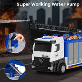 3-in-1 Large Fire Truck Toy with Garage & 6 Cars, Water Pump, Extendable Ladder, Lights & Siren Sounds, Fire Rescue Truck Vehicle Toy for Boys Girls 3+, Christmas Birthday Gift