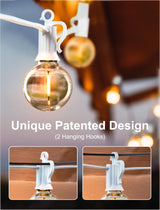Brightown 29 Feet LED Outdoor String Lights with Shatterproof G40 Edison Bulbs, Connectable and Weatherproof Strand, Commercial Grade Patio Lights for Backyard Garden Patio Decorative, White