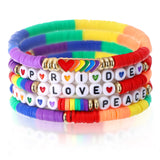 Tondiamo 30 Pcs Rainbow Gay Pride Bracelets LGBT Support Wristbands for Pride Day Month Parades Decorations Party Supplies Christmas Gifts(Peace)