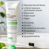 Boka Fluoride Free Toothpaste Nano Hydroxyapatite, Helps Remineralize, Appropriate for Sensitive Teeth, Whitening - for Adult, Kids Oral Care - Refresh Mint Flavor, 4 Fl Oz 3Pk