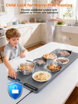 FZF Warming Mat for Food, 40"x15" Extra Large Electric Food Warming Mat, 7 Temp Level and 8 Timer Setting, Rollable Silicone Food Warmer for Buffet, Party, Gatherings (Grey)