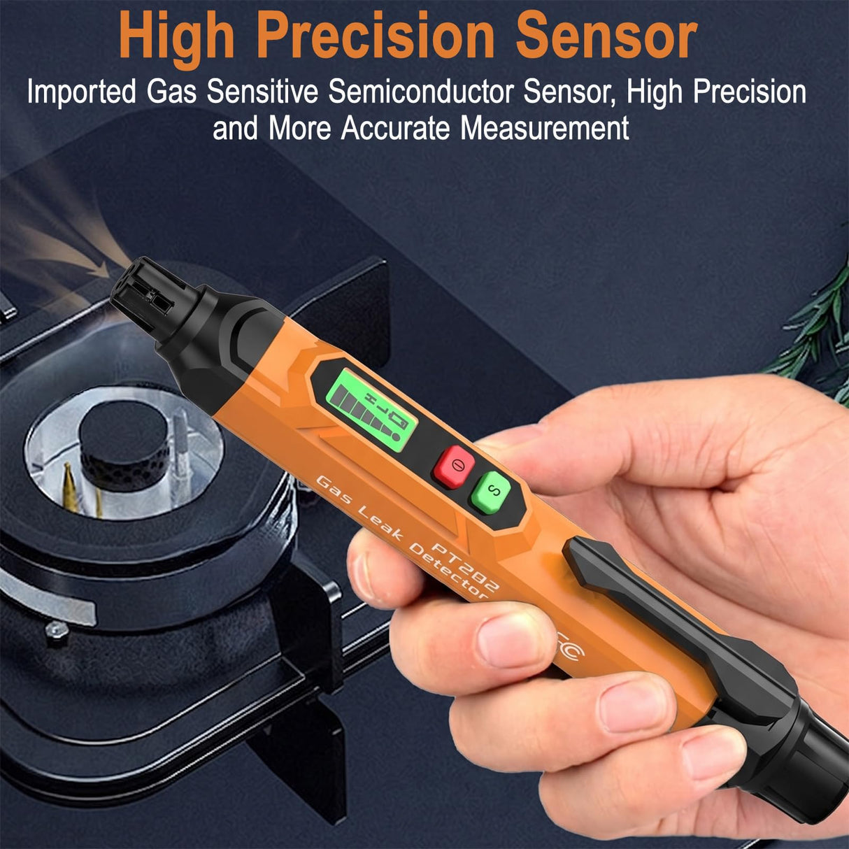 YUSHIYAN PT202 Natural Gas Leak Detector with Audible & Visual Alarm, Portable Gas Detector for Home to Locate Combustible Sources for Methane, Propane(Includes Battery x2, Orange)
