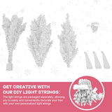 4ft Lighted Artificial White Christmas Tree | Leeheeyee Small Christmas Tree, Not Pre-lit White Tinsel Pine Trees with Lights, Ideal for Home, Office, and Xmas Tree Party Décor