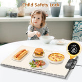 Food Warming Mat – Fast Heating Electric Warming Tray with 7 Temp Settings, 11-Hour Timer & Auto Shut-Off, Foldable Silicone Mat with Child Lock, Portable Warming Pad for Buffets, Holidays – Beige