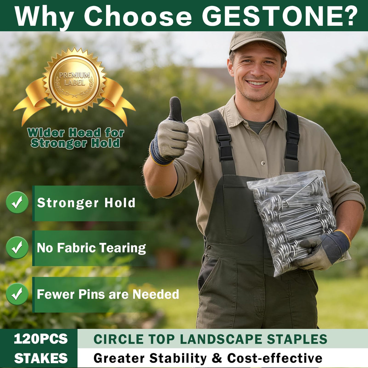 Landscape Staples Pins 120 Pack, 8 Gauge 6 Inch Heavy Duty Galvanized Weed Barrier Pins, Circle Top Garden Stakes with Removal Tool, Landscape Fabric Stakes for Weed Barrier Fabri