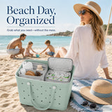 2-in-1 Cooler Organizer Insert Compatible with X Large Bogg Bag, No More Mess & Leaks, Beach & Pool Organizer for Travel & Picnic, Leak-Proof PEVA Insulated Cooler with Mesh Divider