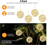 Outdoor Christmas Balls Lights 4 Pack Hanging 7.9" LED Garden Sphere Tree Lights 8 Modes Waterproof Glow Globe Lights with Memory Timer Plug for Party Yard Porch Eave Patio Xmas Decorations-Warm White