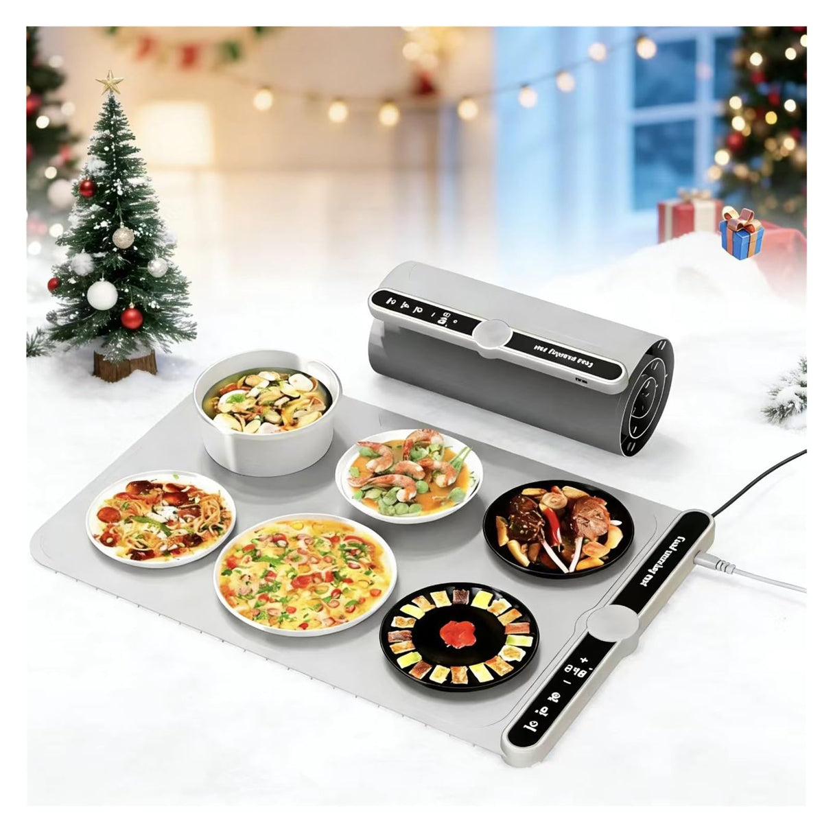 Warming Mat for Food, Food Warmers Mat, Fast Full-Surface Heating Mat for Food, Silicone Food Warmer, Electric Warming Tray for Parties Buffet,Gatherings,Everyday Use(Gray)