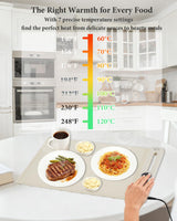 KokoSelene Food Warming Mat, Dual-Zone Heating Mat for Food with 7 Temp & Timer, 10s Fast Heat Flexible Silicone Warmer for Home, Parties, Buffet Serving (Cream-2 PCS)