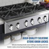 Silicone Stove Knob Safety Locks Gas Stove Knob Covers - Child Proof Oven Knob Locks (6 Pack)