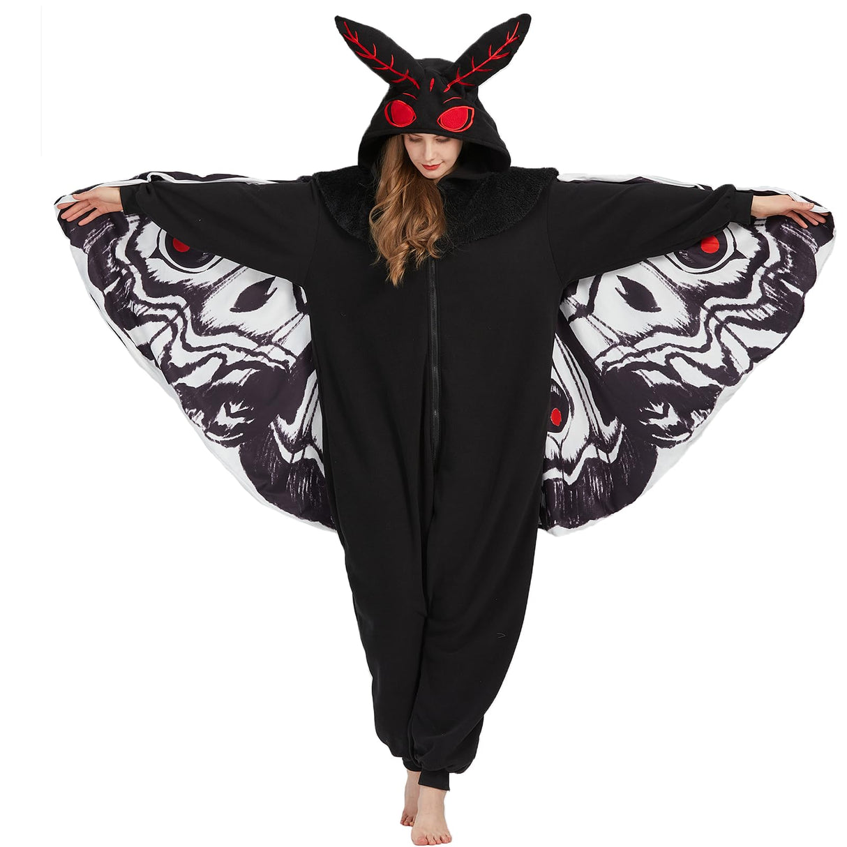 MORNINGFLY Mothman Onesie Pajamas Mothman Costume Adult Halloween Onesie Christmas Cosplay Unisex Party Costume