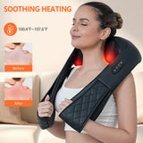 Admbm Rechargeable Neck Massager with Heat Shiatsu Back and Neck Massager Cordless Portable Kneading Shoulder Massage Shawl for Pain Relief Deep Tissue Gifts for Dad Mom Friends