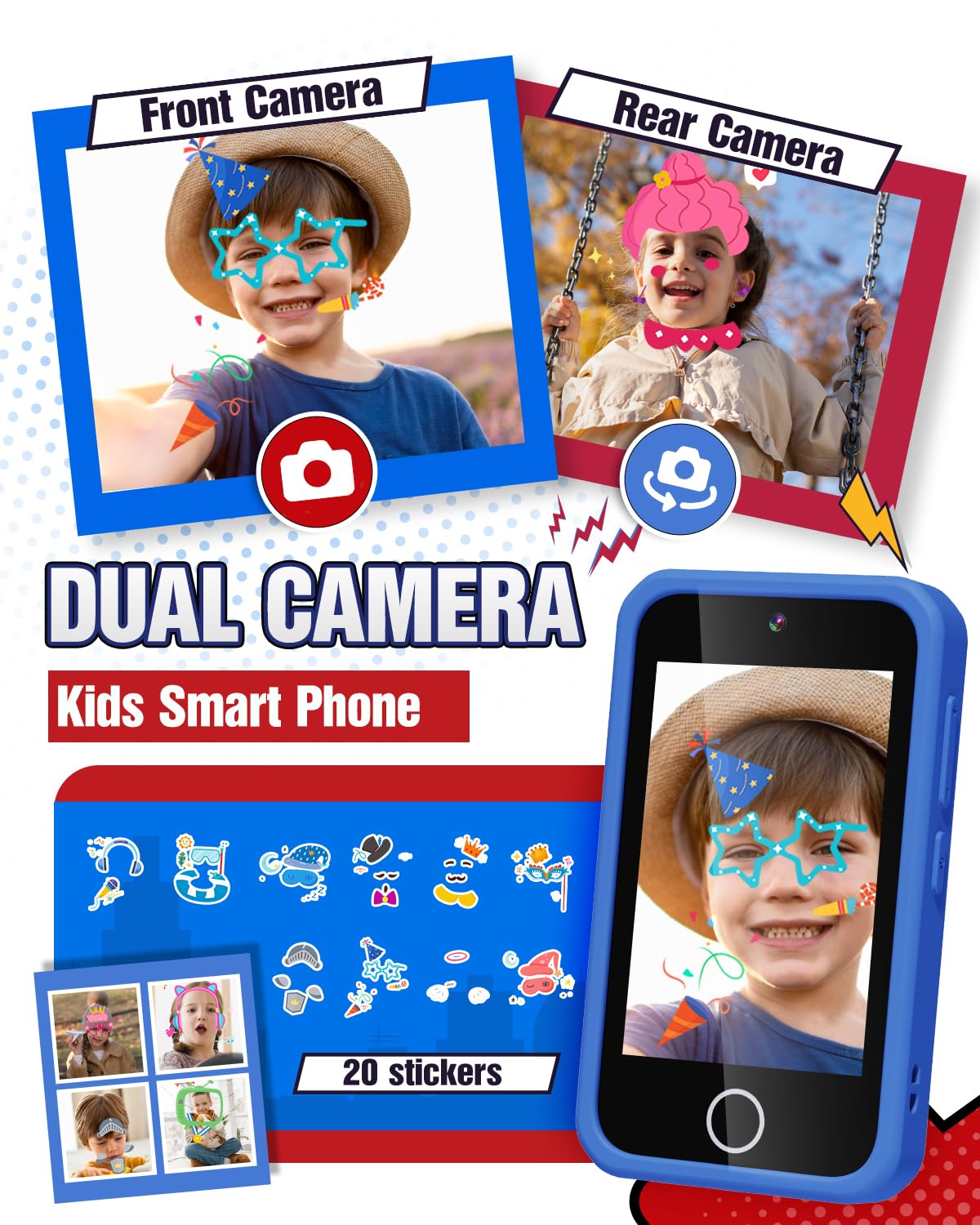 Kids Smart Phone, Spider Toys Phone for Boys 3 4 5 6 7 8 Years Old, Dual Camera, 3.5'' Touchscreen Kid Phones, Educational Toy for Toddler Kids Christmas Birthday Gifts, ABC Learning, Habit Tracker