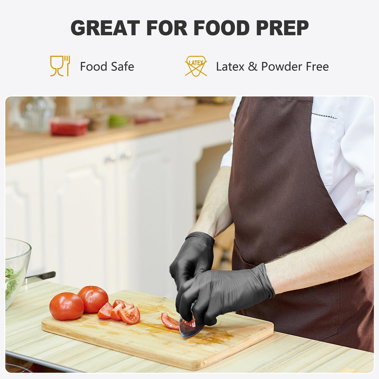 SWIFTLITE Black Vinyl Gloves, Food Grade Gloves Disposable Latex Free & Powder Free, Guantes for Cleaning Cooking Food Prep (1000, Medium)