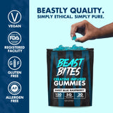 BEAST BITES - Creatine Gummies - 5g Creatine Monohydrate Per Serving - Low-Calorie & Vegan - Made in The USA - Blue Raspberry Flavor - 30 Servings