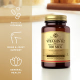 Solgar Naturally Sourced Vitamin K2 (MK-7) 100 mcg - 50 Vegetable Capsules, Pack of 2 - Whole Food Source from Natto Extract - Non-GMO, Gluten Free - 100 Total Servings