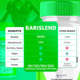 Barislend Capsules, Official Barislend Pink Salt Pills with All Natural Ingredients, Bari-Slend Advanced Formula Vitamin Pills for Health and Wellness Supplement for Men and Women (60 Capsules)