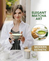 Taruzil Matcha Whisk Set with Matcha Bowl, Matcha Bamboo Whisk, Scoop, Sifter, Matcha Whisk Holder Unique Gifts for Women Men Girl Friend Home Kitchen Decor Gifts for Christmas, Birthday,Halloween