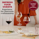 Gusto Nostro Crystal Wine Glasses Set of 4, 22 Oz Long Stem Modern Wine Glasses for White and Red Wine, Dishwasher Safe, Fancy, Elegant, Large and Tall Wine Glass for Wedding Christmas Anniversary